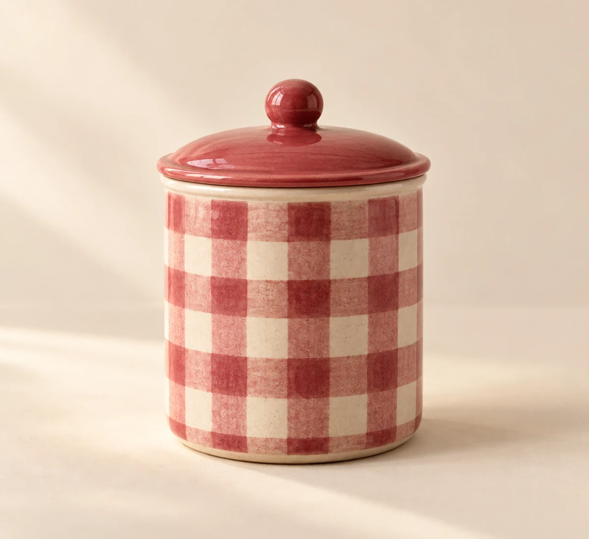 Rose Check: cream, muted rose red checks