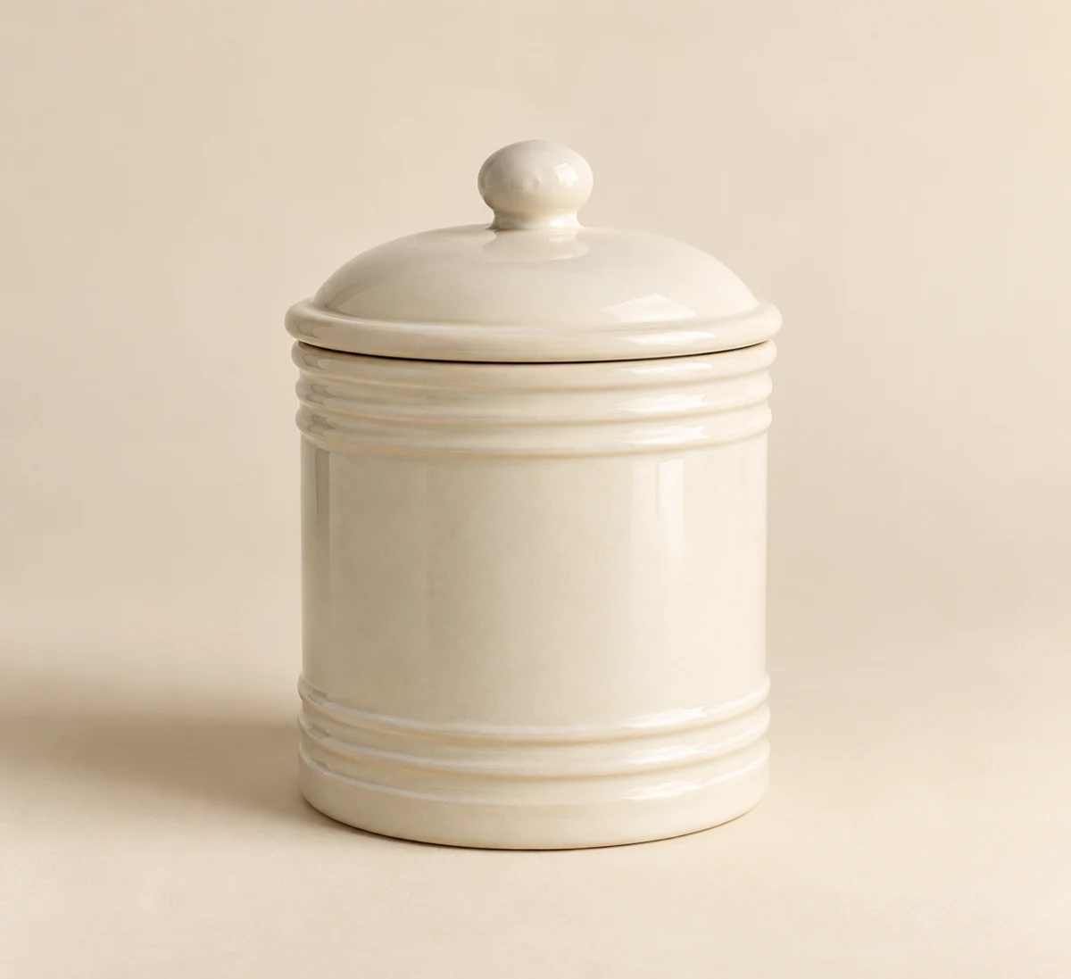 Cream Ribbon: cream white, raised horizontal ribbon bands